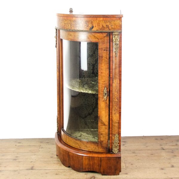 M-6474 Antique Victorian Inlaid Bow Front Corner Cupboard (6)
