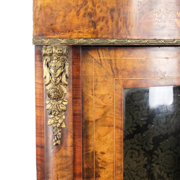 M-6474 Antique Victorian Inlaid Bow Front Corner Cupboard (8)
