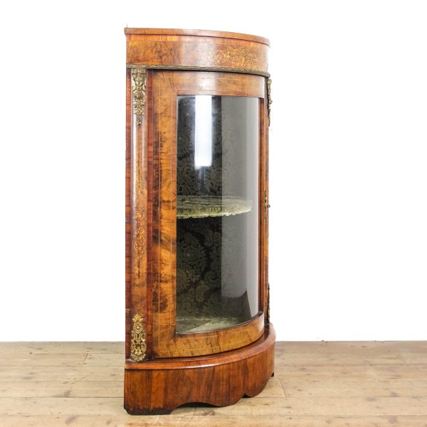 M-6474 Antique Victorian Inlaid Bow Front Corner Cupboard (9)