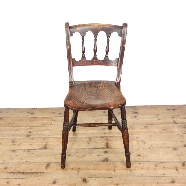M-6517 Antique Victorian Set of Three Elm Farmhouse Chairs (3)