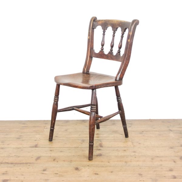 M-6517 Antique Victorian Set of Three Elm Farmhouse Chairs (4)