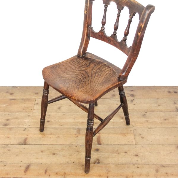 M-6517 Antique Victorian Set of Three Elm Farmhouse Chairs (5)