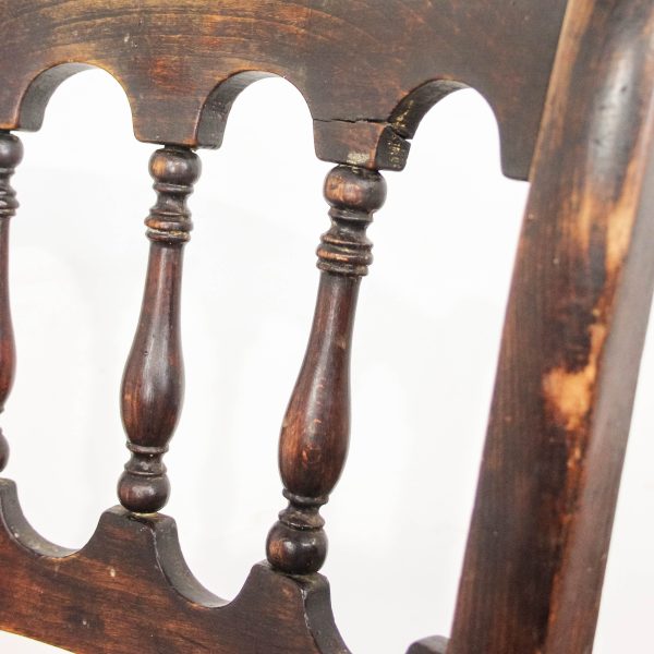 M-6517 Antique Victorian Set of Three Elm Farmhouse Chairs (6)