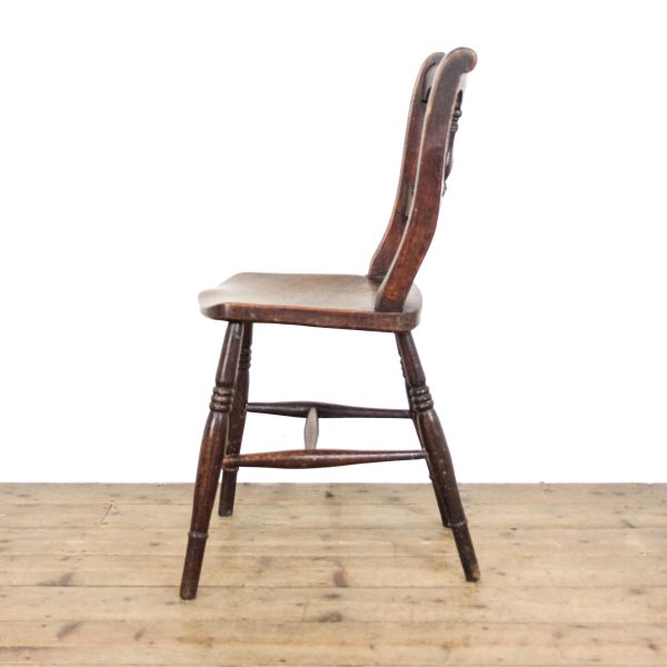 M-6517 Antique Victorian Set of Three Elm Farmhouse Chairs (7)