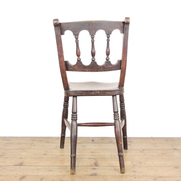 M-6517 Antique Victorian Set of Three Elm Farmhouse Chairs (8)
