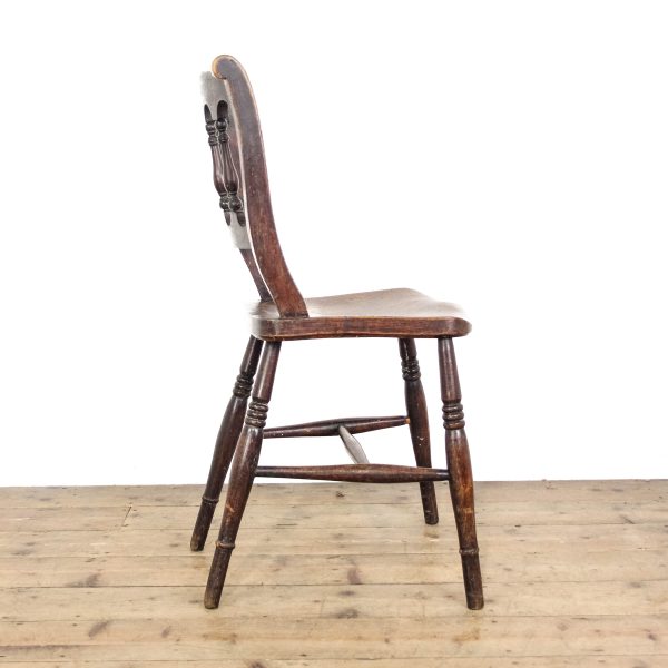 M-6517 Antique Victorian Set of Three Elm Farmhouse Chairs (9)