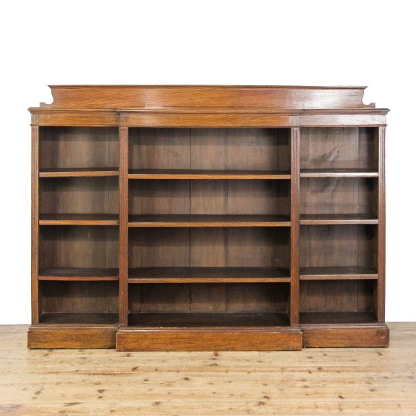 M-6285 Antique Edwardian Oak Breakfront Bookcase (1)