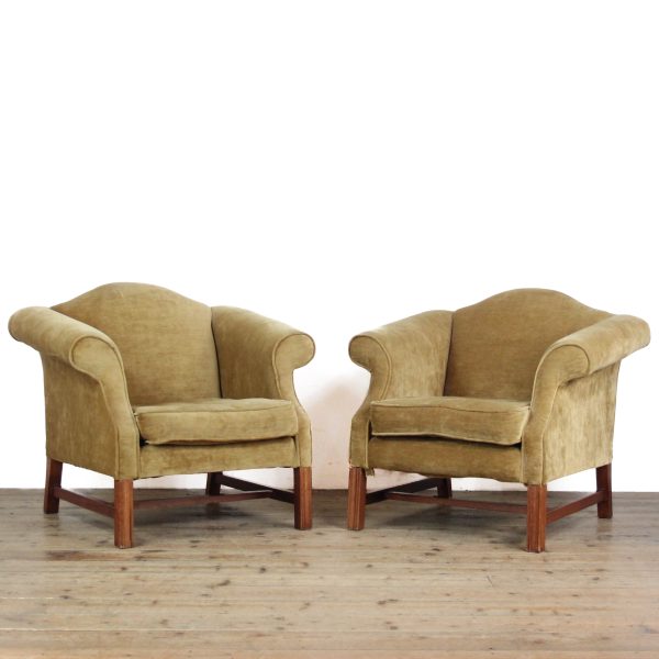 M-6502 Pair of Vintage Camel-back Armchairs (1)