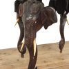 M-6518 Early 20th Century Carved Octagonal Elephant Table (4)