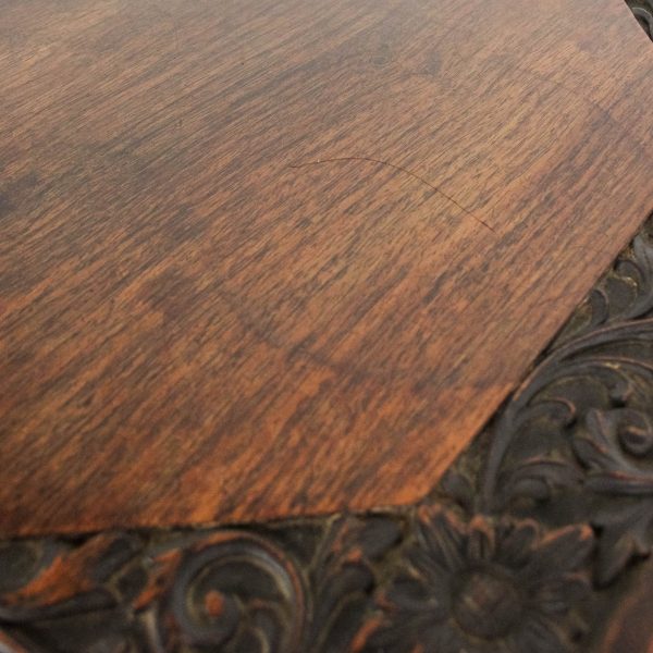 M-6518 Early 20th Century Carved Octagonal Elephant Table (8)