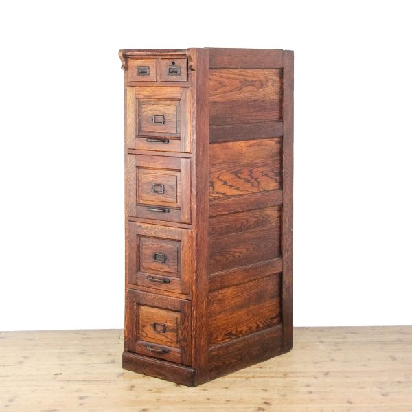 M-6532 Antique Early 20th Century Oak Filing Cabinet (2)
