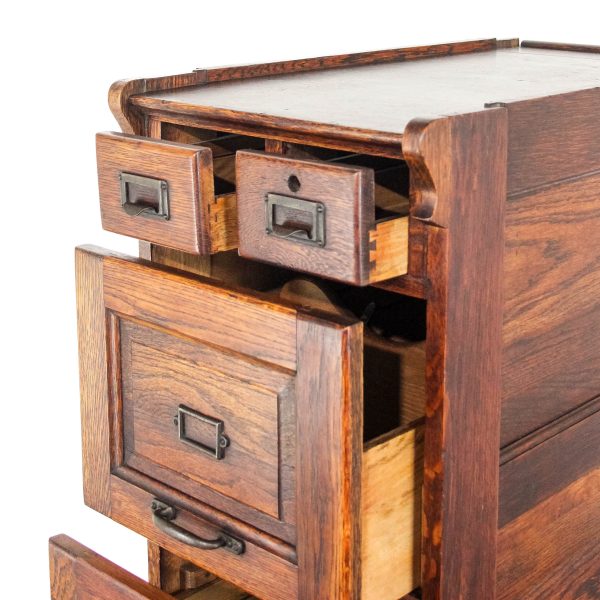 M-6532 Antique Early 20th Century Oak Filing Cabinet (4)