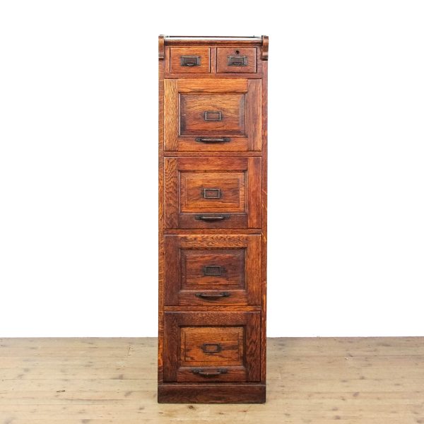 M-6532 Antique Early 20th Century Oak Filing Cabinet (6)