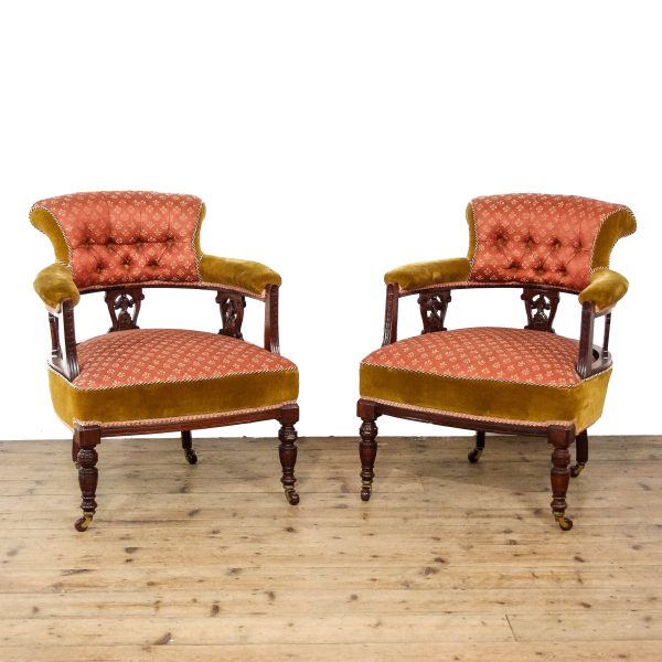 M-6533B Antique Victorian Upholstered Armchairs (3)