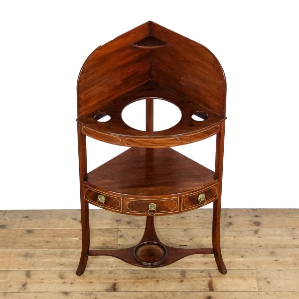 M-6569 Antique Regency Mahogany Bow Front Corner Washstand (1)