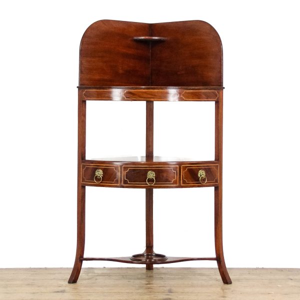 M-6569 Antique Regency Mahogany Bow Front Corner Washstand (2)