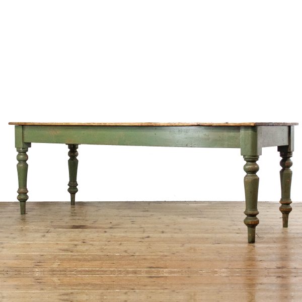 M-6584 Large Antique Painted Pine Farmhouse Kitchen Table (3)
