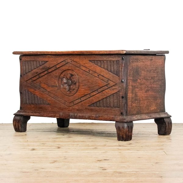 M-6591 Early 20th Century Small Antique Oak Chest (2)