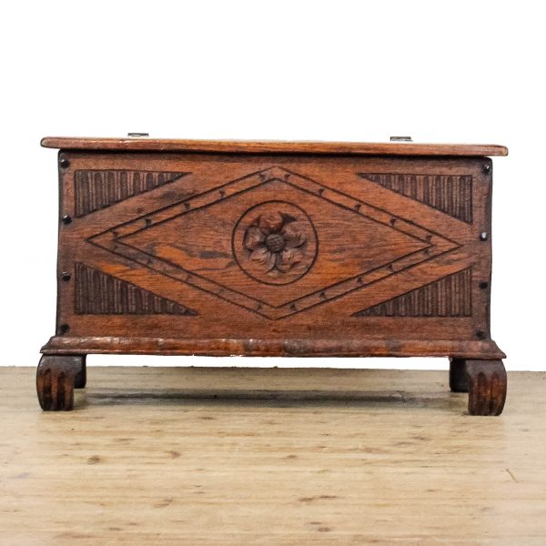 M-6591 Early 20th Century Small Antique Oak Chest (3)