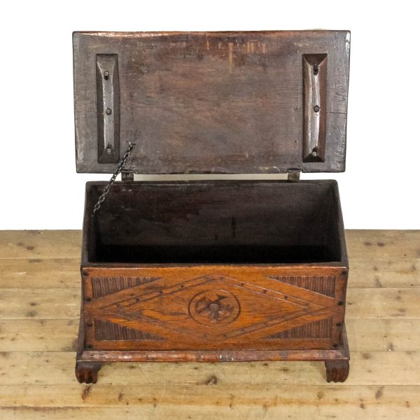 M-6591 Early 20th Century Small Antique Oak Chest (7)