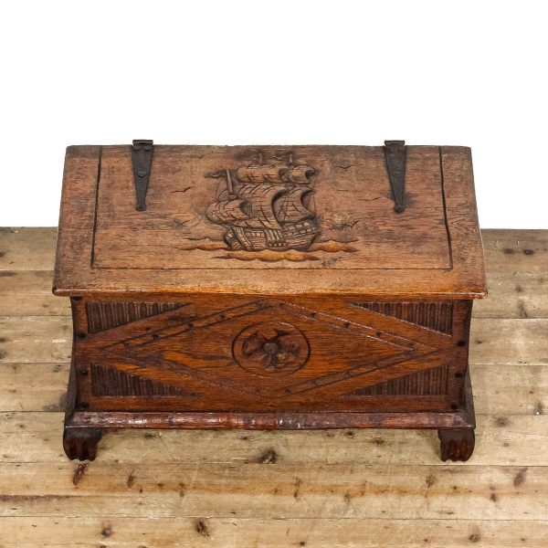 M-6591 Early 20th Century Small Antique Oak Chest (8)
