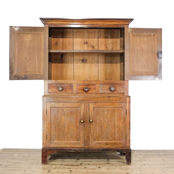 M-6621 19th Century Antique Oak Housekeepers Cupboard (8)
