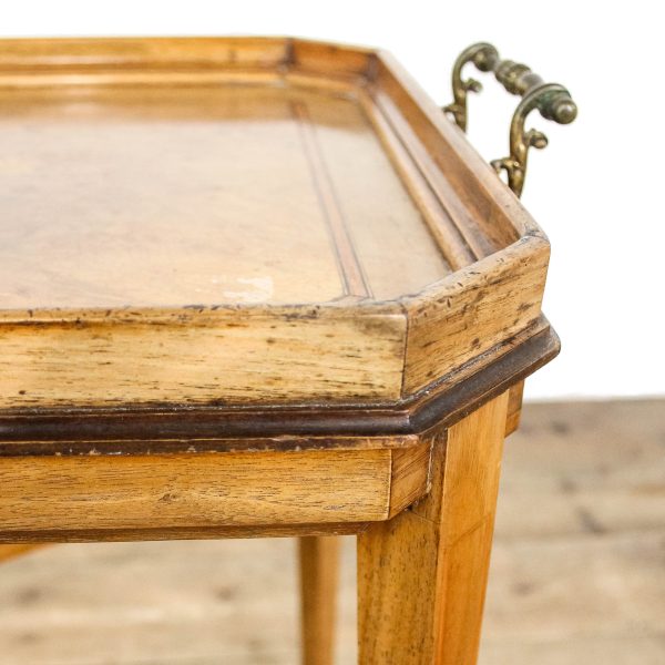 M-6645 Antique Marquetry Tray on Stand Side Table (1)