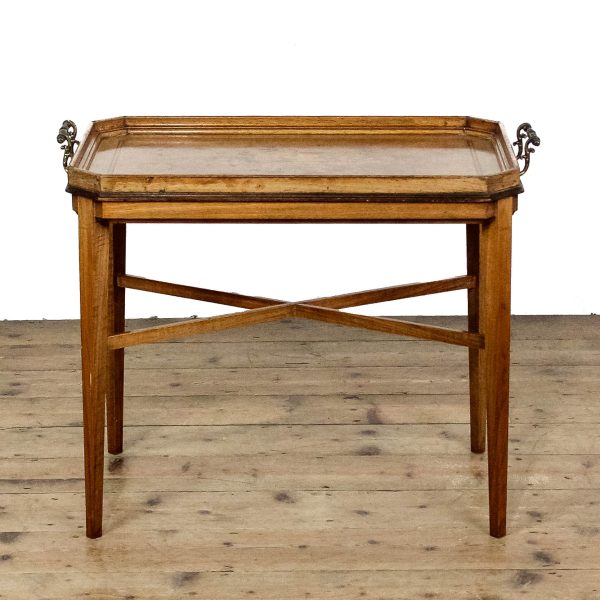 M-6645 Antique Marquetry Tray on Stand Side Table (3)