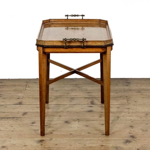 M-6645 Antique Marquetry Tray on Stand Side Table (5)