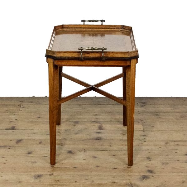 M-6645 Antique Marquetry Tray on Stand Side Table (6)