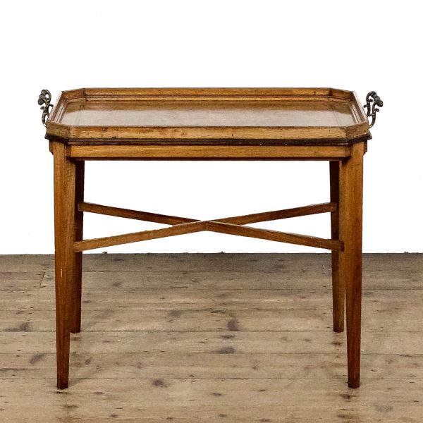 M-6645 Antique Marquetry Tray on Stand Side Table (7)