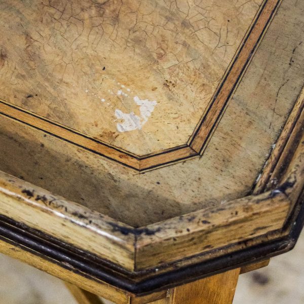 M-6645 Antique Marquetry Tray on Stand Side Table (8)