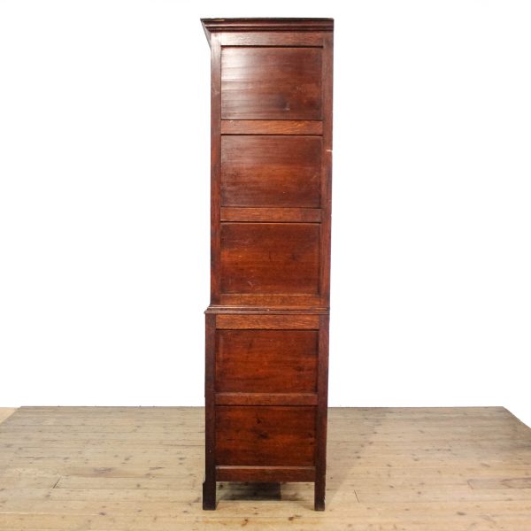 M-6653 Antique Large Oak Linen Press Cupboard (11)