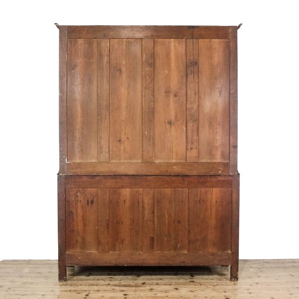 M-6653 Antique Large Oak Linen Press Cupboard (14)