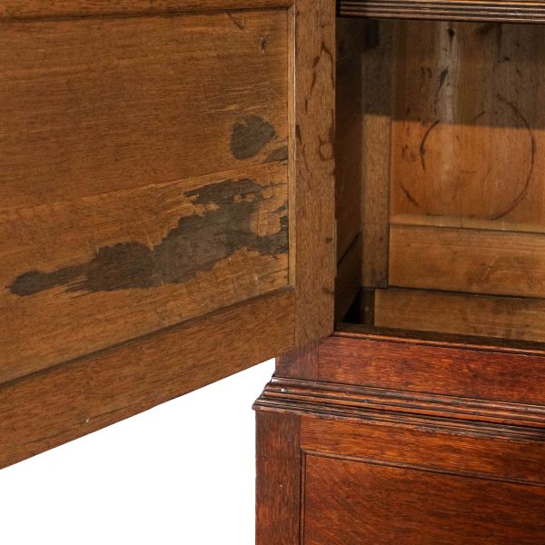 M-6653 Antique Large Oak Linen Press Cupboard (15)