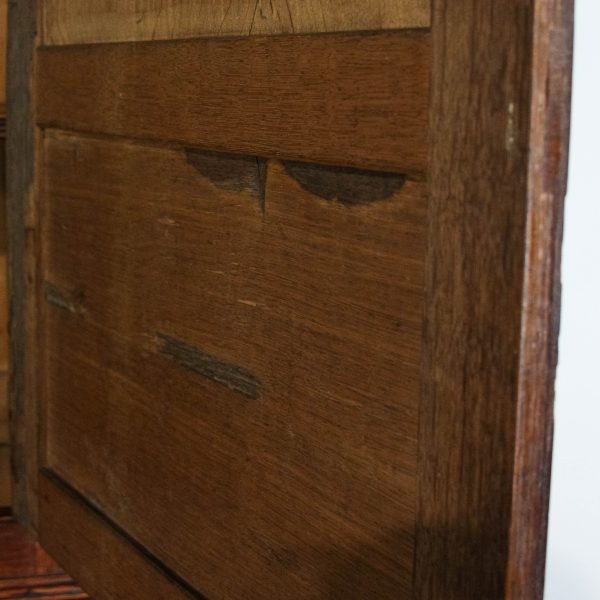M-6653 Antique Large Oak Linen Press Cupboard (5)