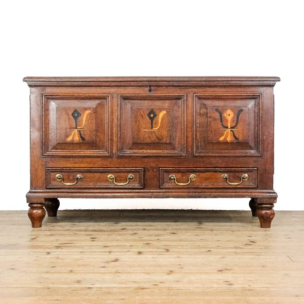 M-6657 Antique 18th Century Oak Mule Chest (4)