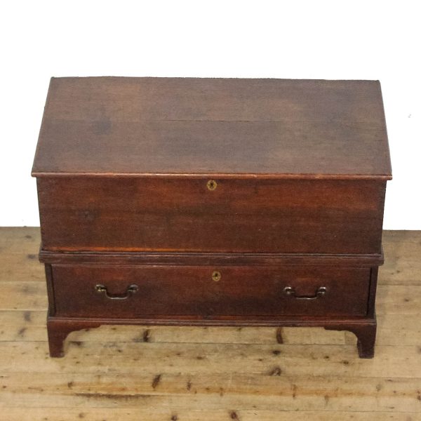 M-6662 Antique 18th Century Oak Coffer on Stand (13)