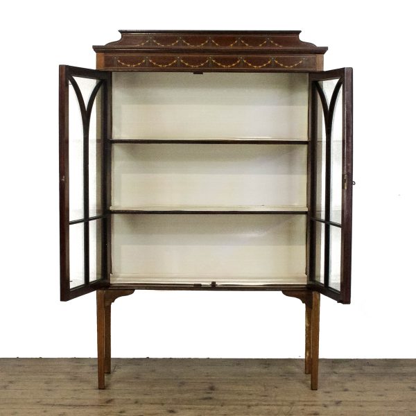 M-6671 Antique Edwardian Mahogany Glass Cabinet (1)