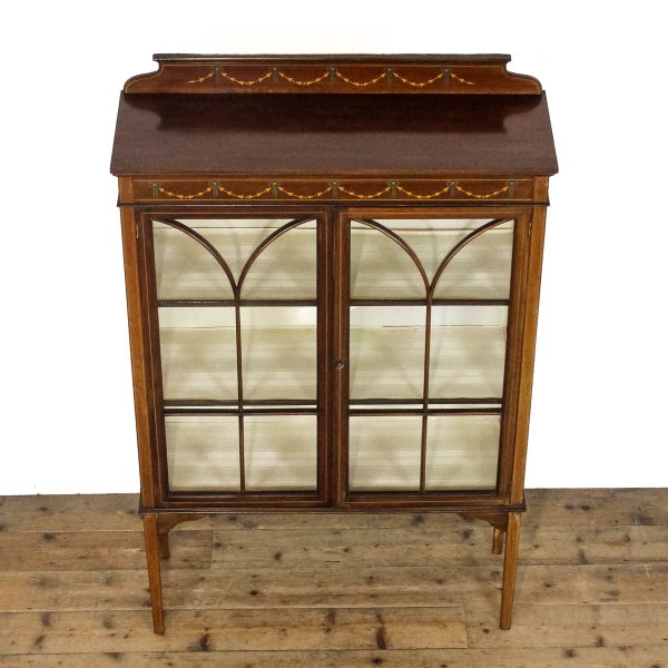 M-6671 Antique Edwardian Mahogany Glass Cabinet (5)