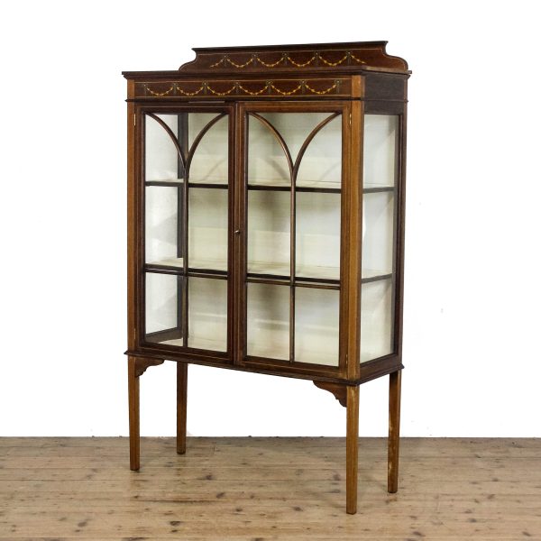M-6671 Antique Edwardian Mahogany Glass Cabinet (6)