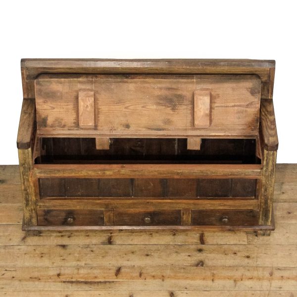 M-6680 Rustic Pine Settle with Drawers (1)