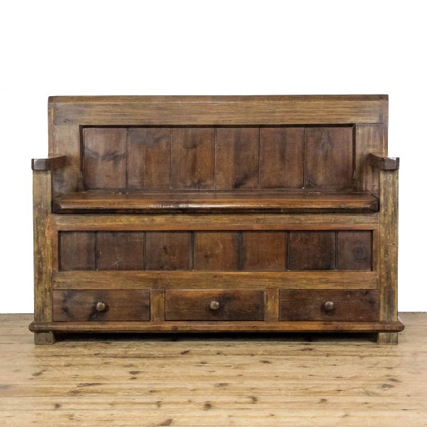 M-6680 Rustic Pine Settle with Drawers (2)