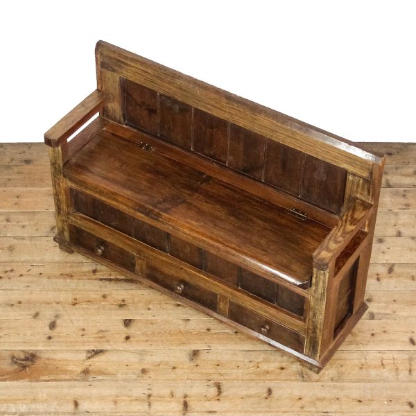 M-6680 Rustic Pine Settle with Drawers (3)