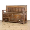 M-6682 Rustic Pine Settle Bench with Drawers (5)