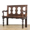 M-6692 Antique Victorian Carved Oak Hall Bench (5)