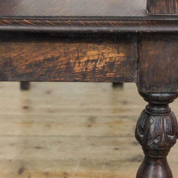 M-6692 Antique Victorian Carved Oak Hall Bench (9)