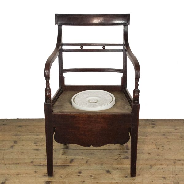 M-5411 Antique Georgian Mahogany Commode Chair (1)