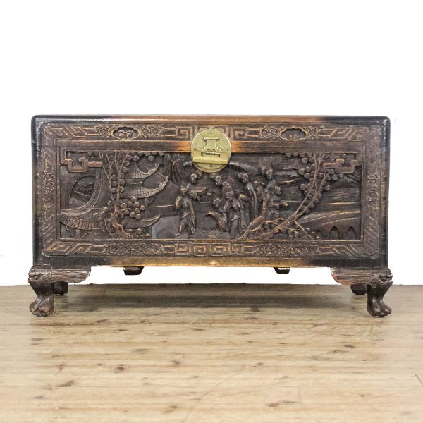 M-6679 Early 20th Century Carved Camphorwood Trunk (5)