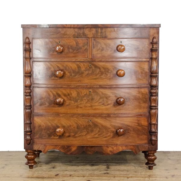 M-6698 Antique Victorian Mahogany Bow Front Chest of Drawers